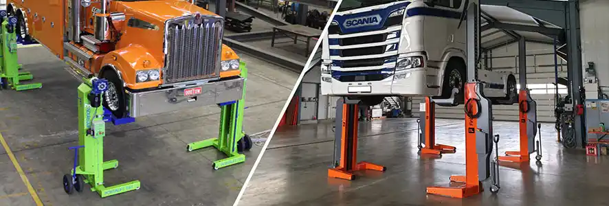 Servicing trucks with Portalift and Finkbeiner Wireless Lifting Hoists by authorised repairers in Australia, NZ and PNG.